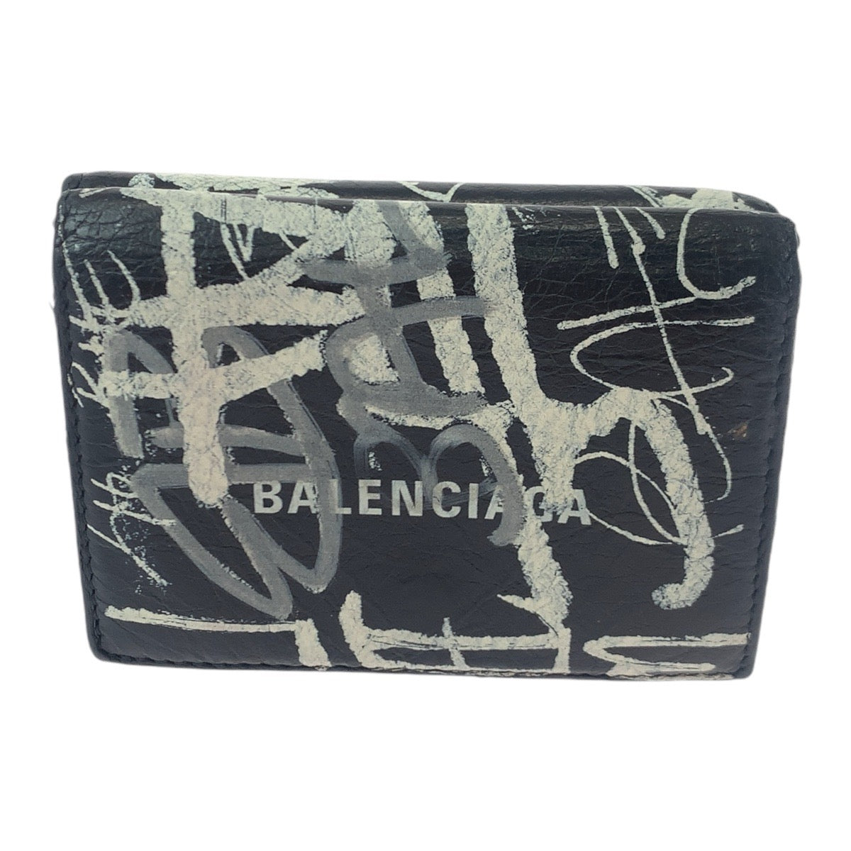 Balenciaga Leather Compact Wallet Black