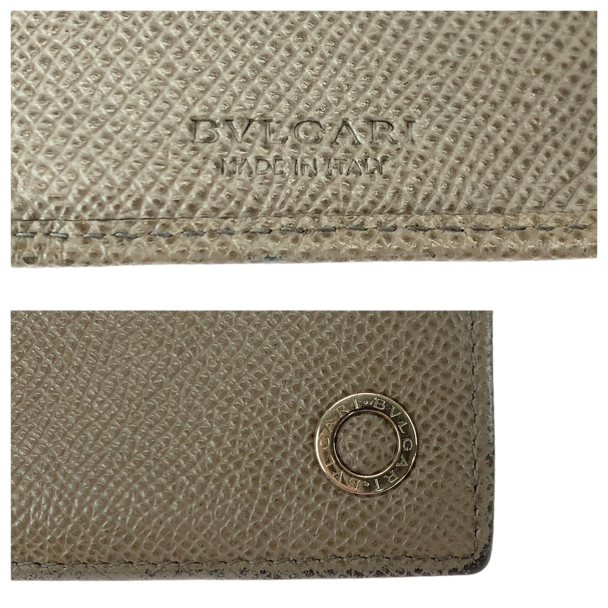 Bvlgari Stone Gray Calf Long Wallet