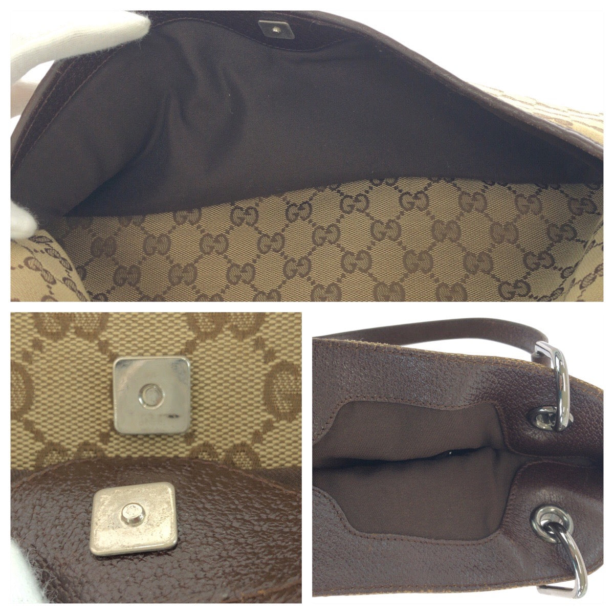 Gucci Beige GG Canvas Shoulder Tote Bag