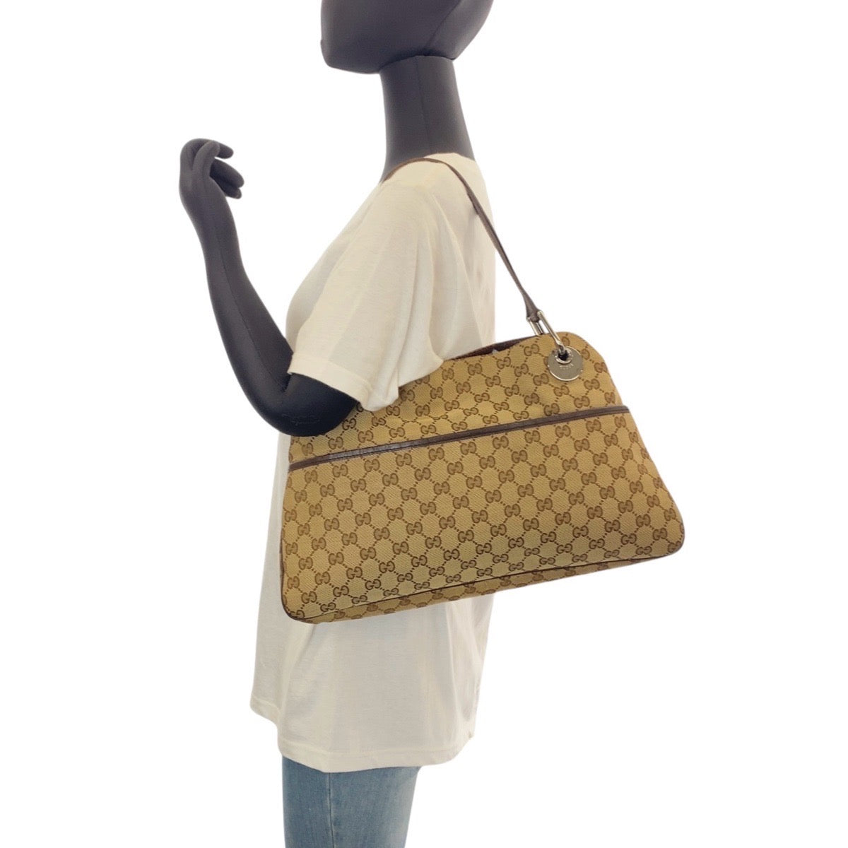 Gucci Beige GG Canvas Shoulder Tote Bag