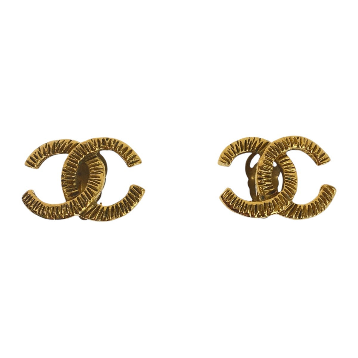 Chanel Vintage Gold Metal Earrings