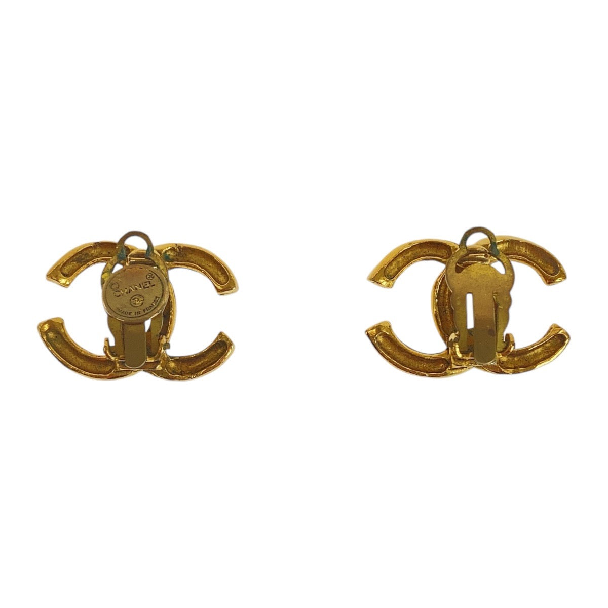 Chanel Vintage Gold Metal Earrings