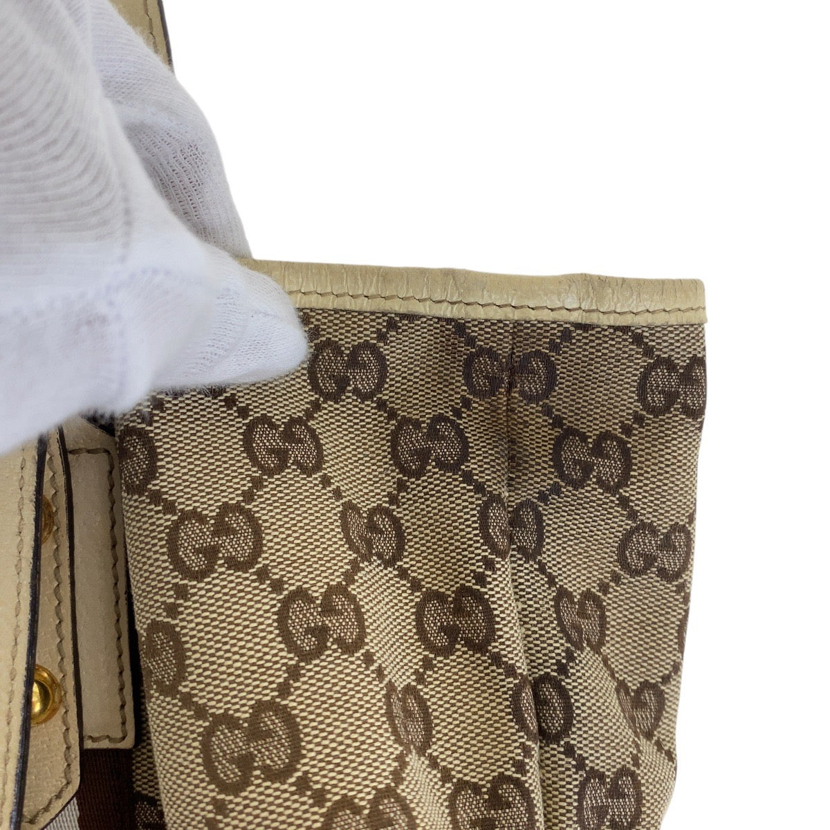 Gucci Bamboo Canvas Leather Tote Shoulder Bag