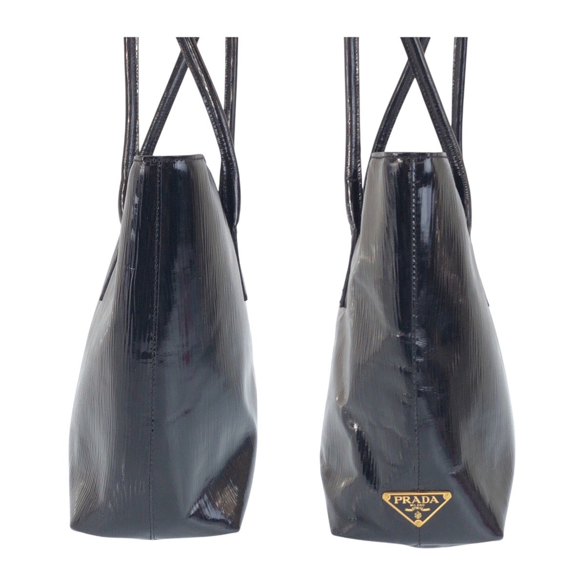 Prada Patent Leather Triangle Logo Tote Bag