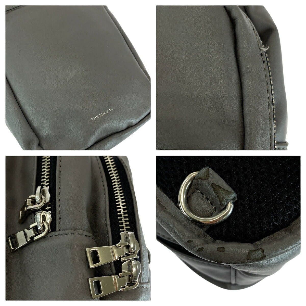 TAKEO KIKUCHI Leather Body Bag Gray