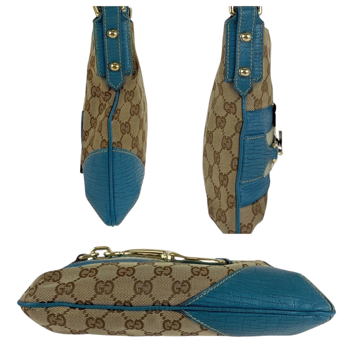 Gucci Vintage GG Canvas Leather Shoulder Bag