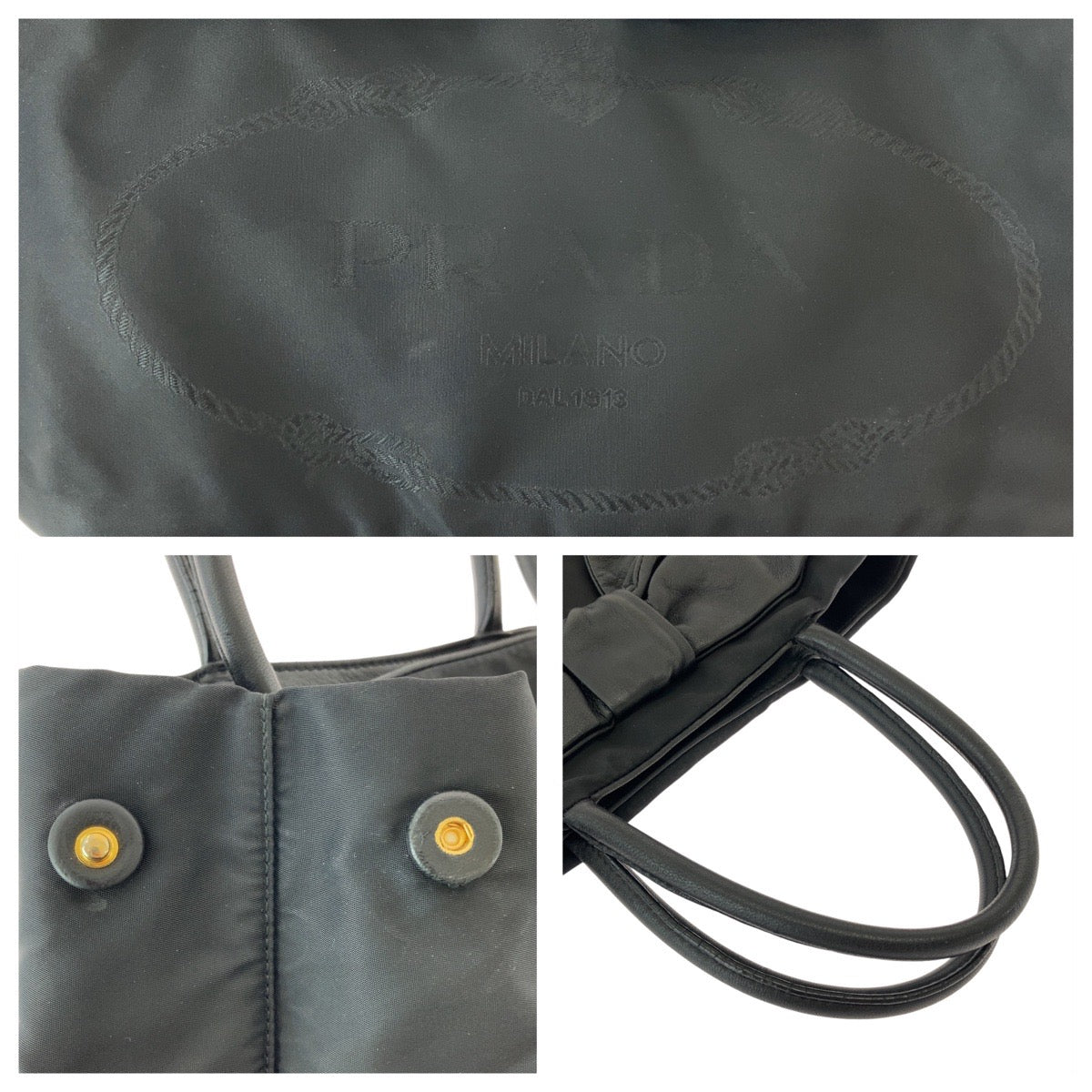 Prada Nylon Leather Tessuto Logo Tote Bag