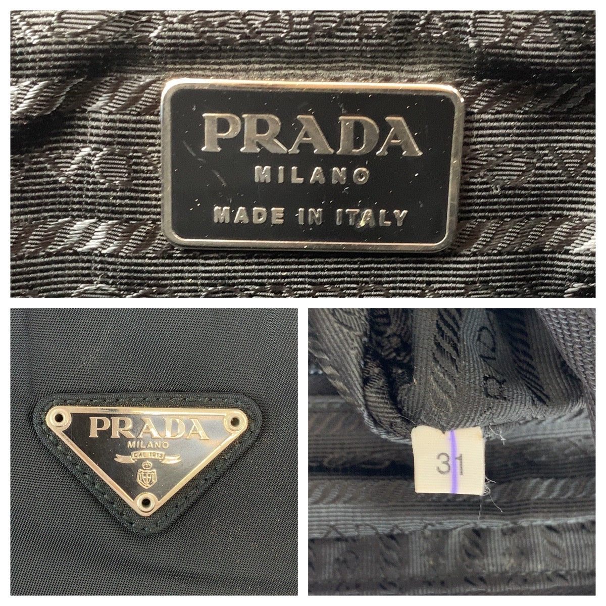 Prada Nylon Tessuto Logo Plate Handbag