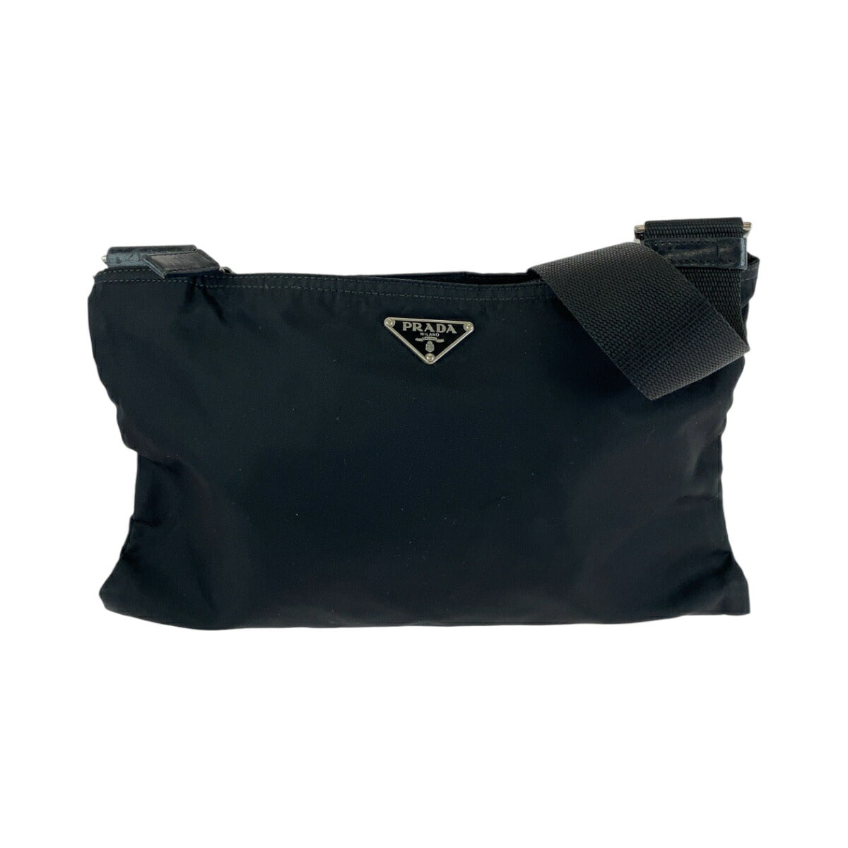 Prada Nylon Tessuto Logo Plate Shoulder Bag