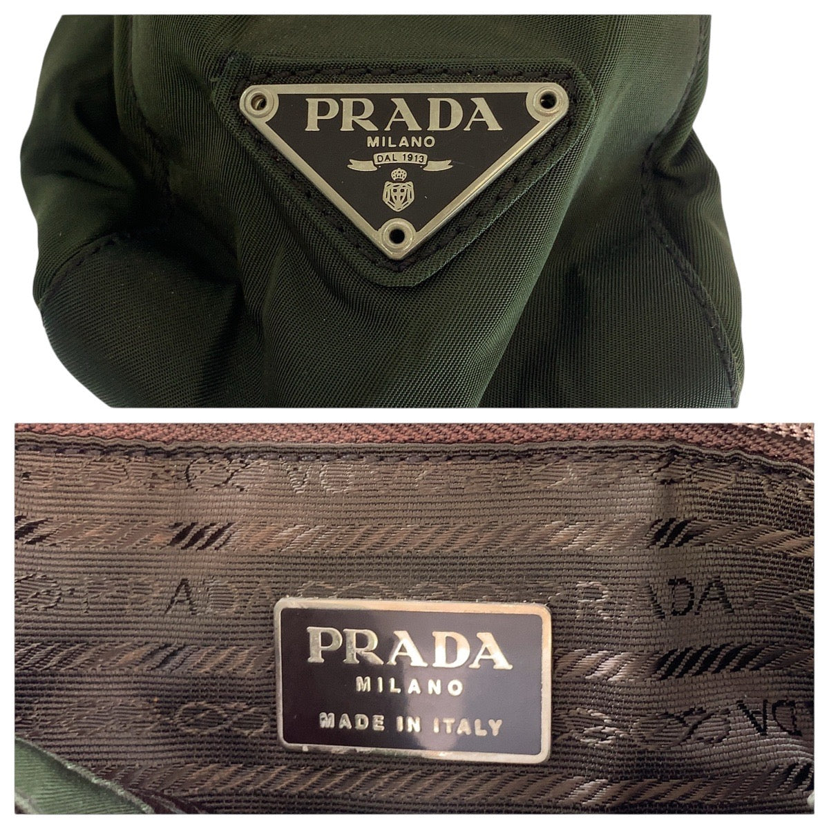 Prada Nylon Leather Tessuto Logo Tote Bag