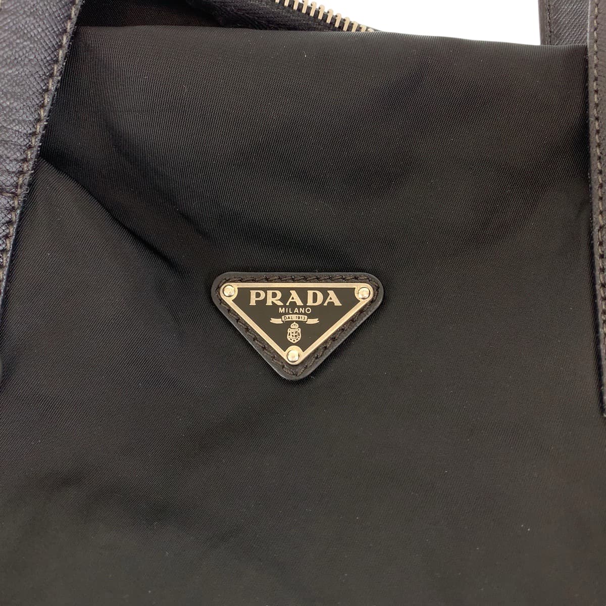 Prada Nylon Tessuto Logo Plate Handbag