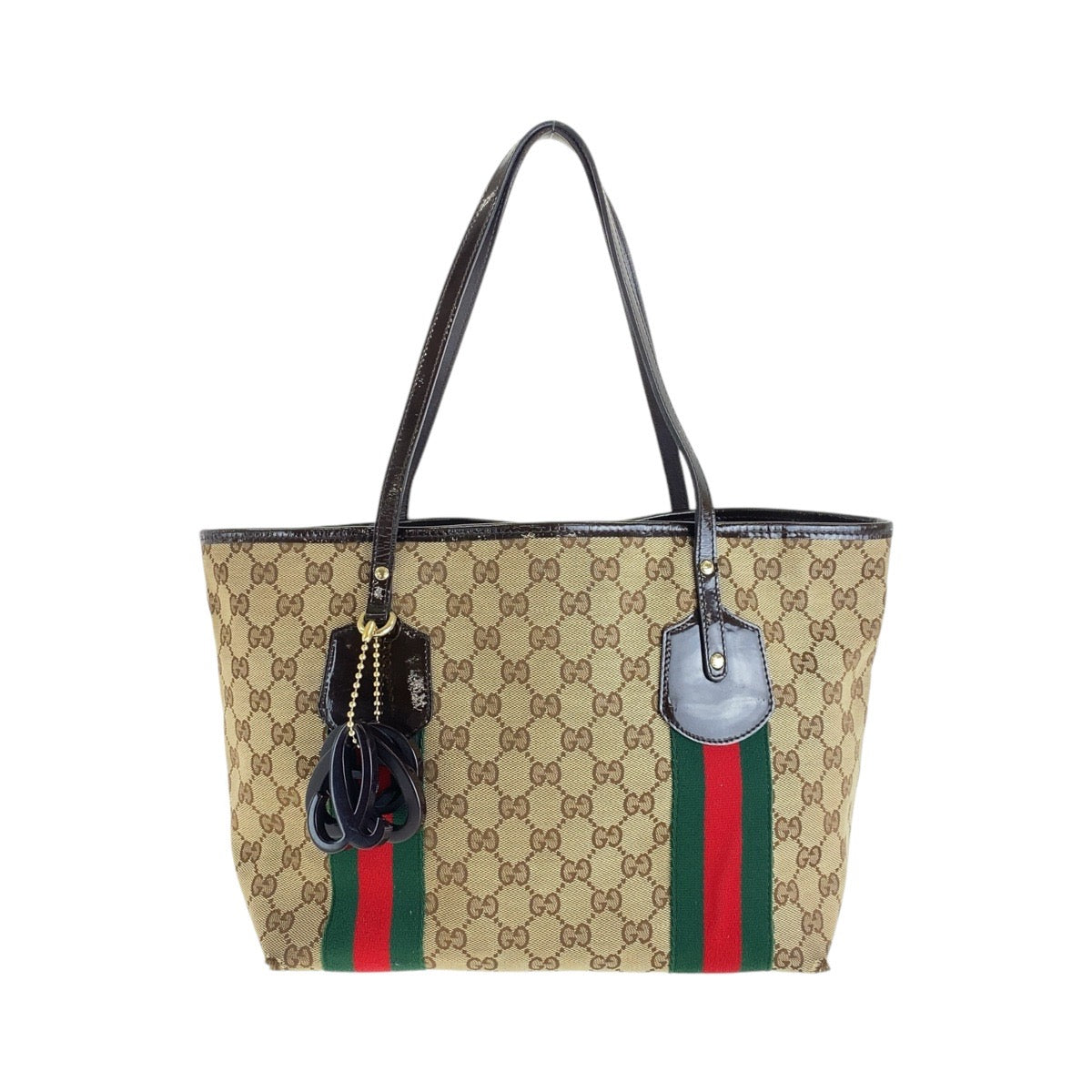 Gucci GG Canvas Patent Leather Tote Bag