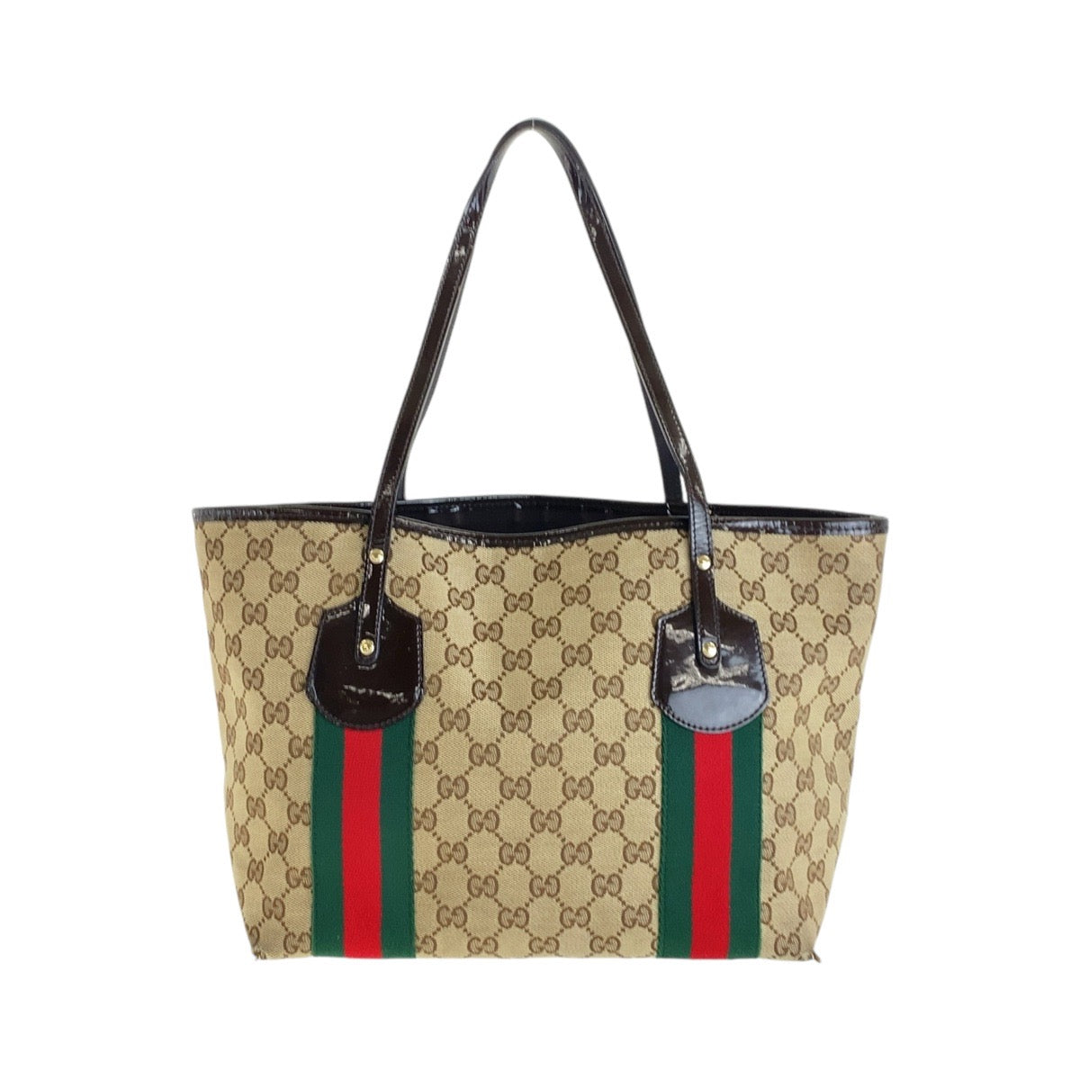 Gucci GG Canvas Patent Leather Tote Bag