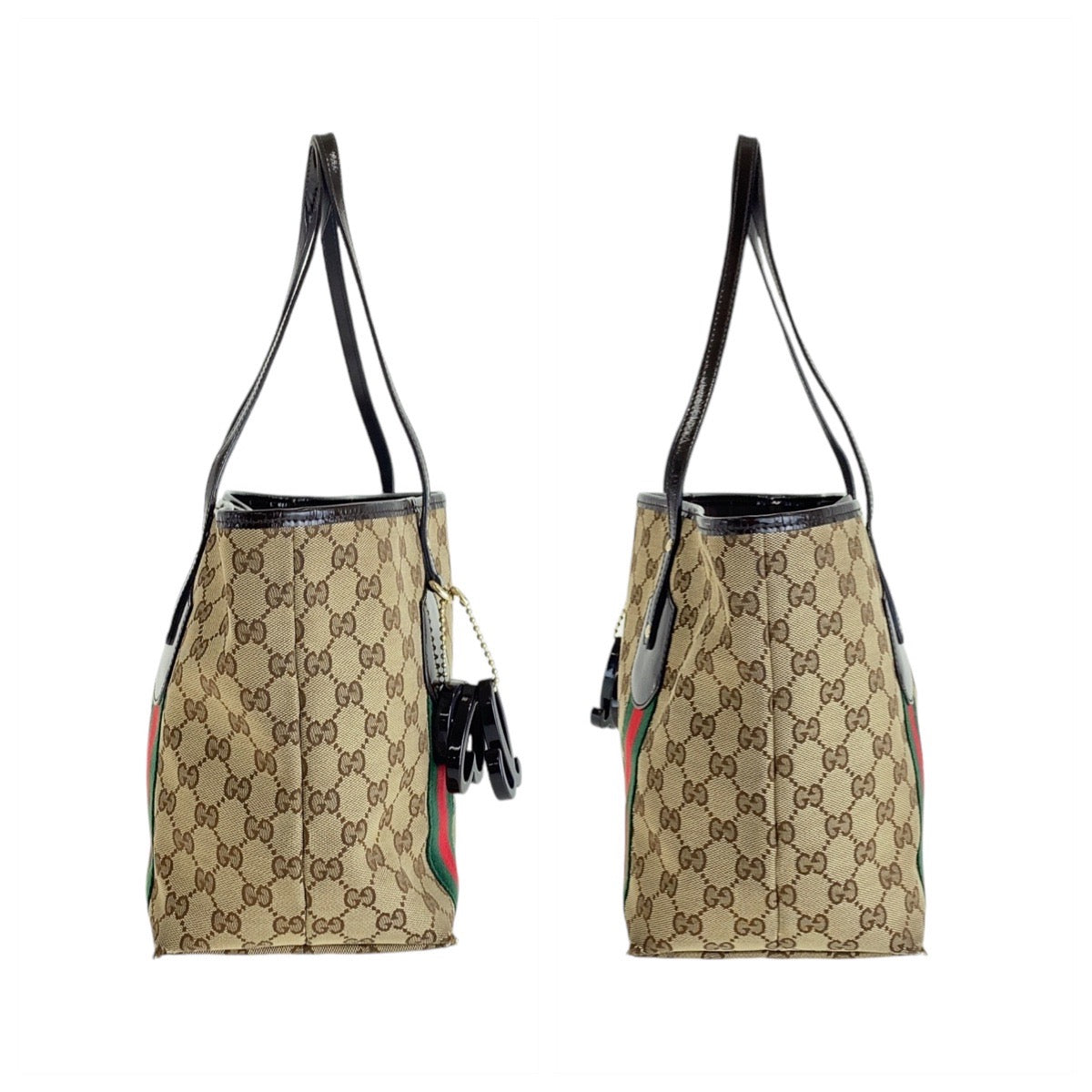 Gucci GG Canvas Patent Leather Tote Bag