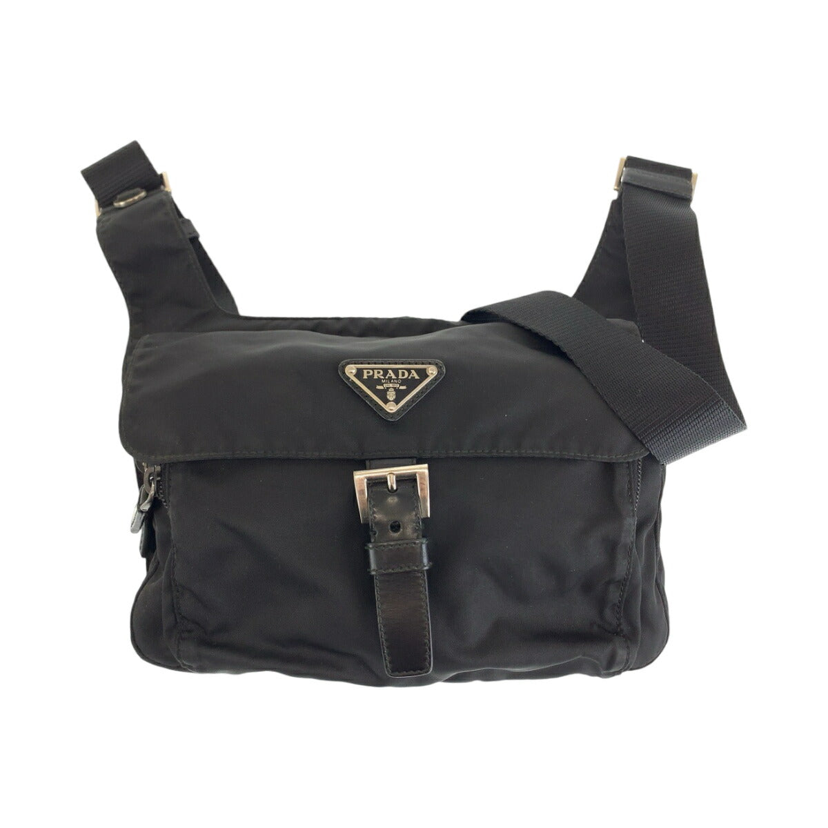 Prada Nylon Tessuto Logo Plate Messenger Bag