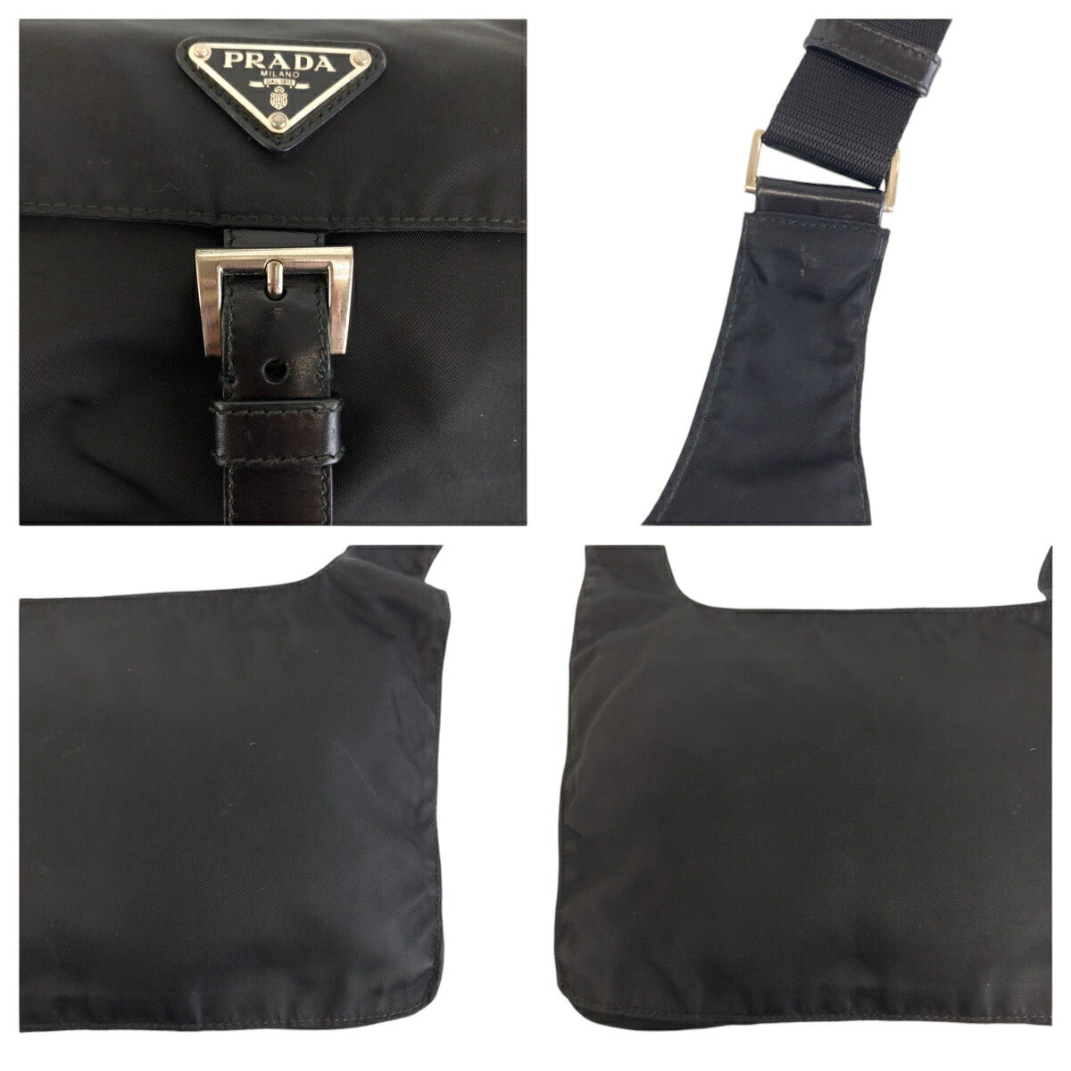 Prada Nylon Tessuto Logo Plate Messenger Bag