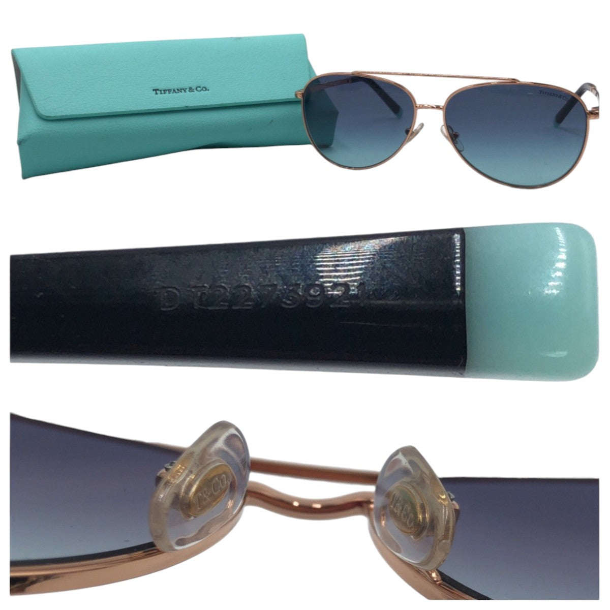 Tiffany & Co Blue Gold Metal Sunglasses TF3074