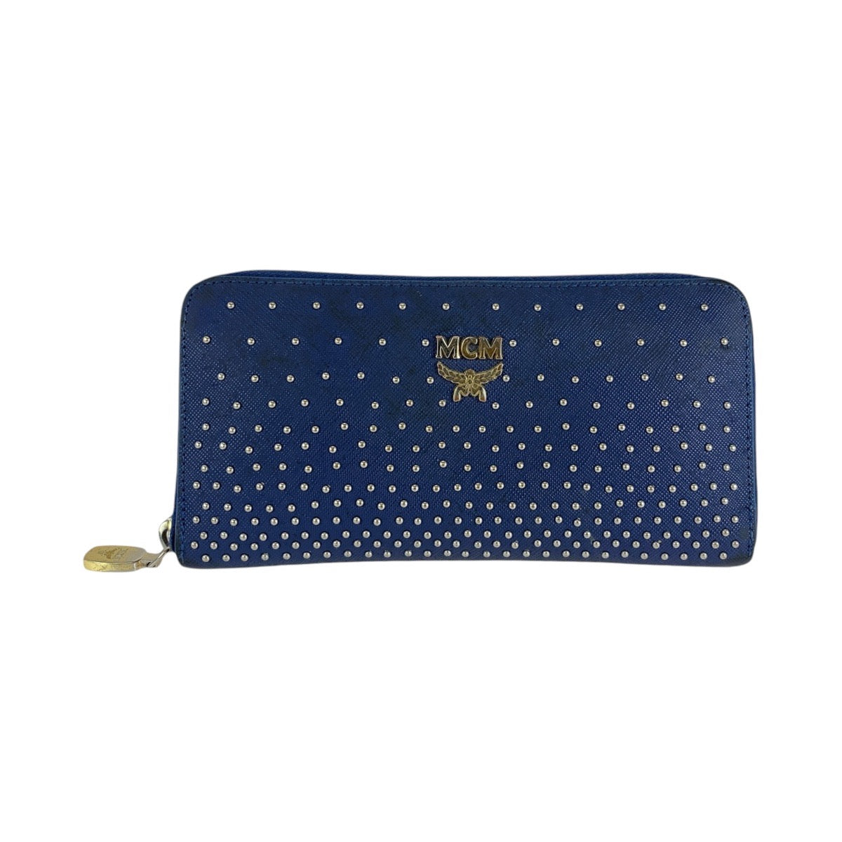 MCM Blue Leather Studded Long Wallet