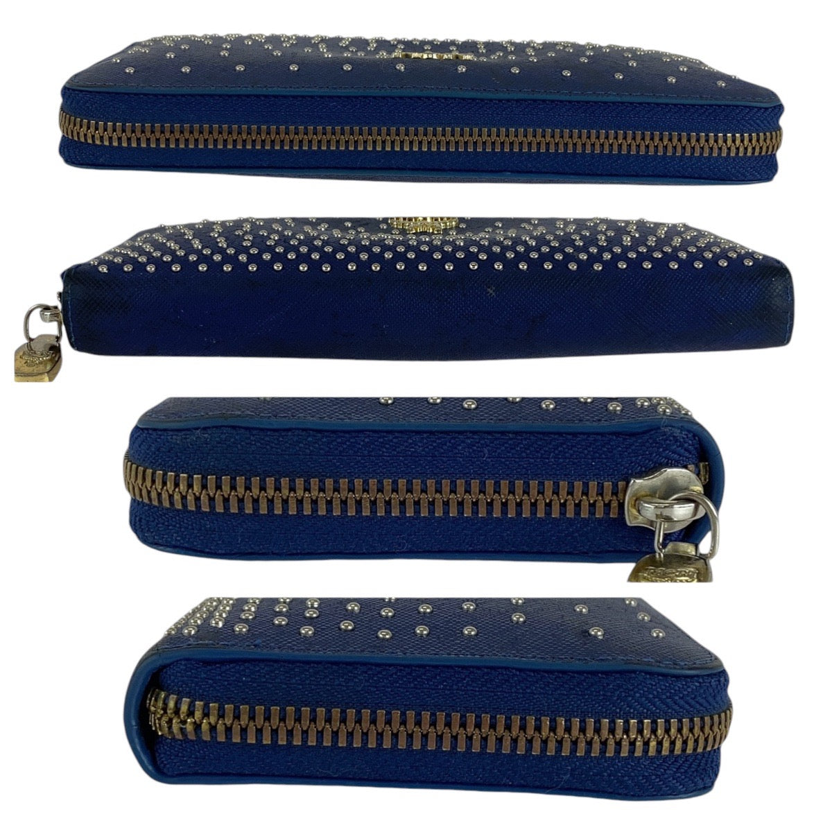 MCM Blue Leather Studded Long Wallet