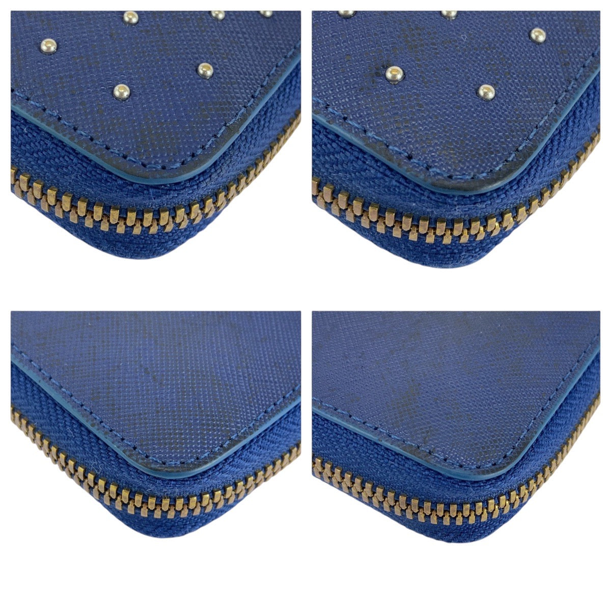 MCM Blue Leather Studded Long Wallet