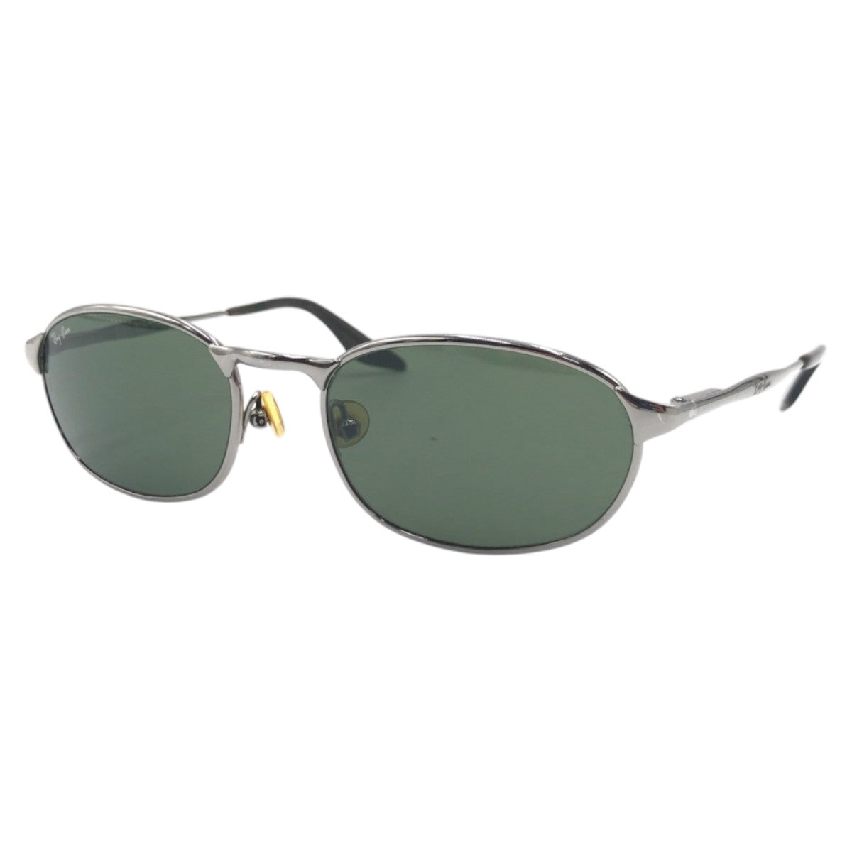 Ray-Ban Vintage Silver Green Metal Round Sunglasses