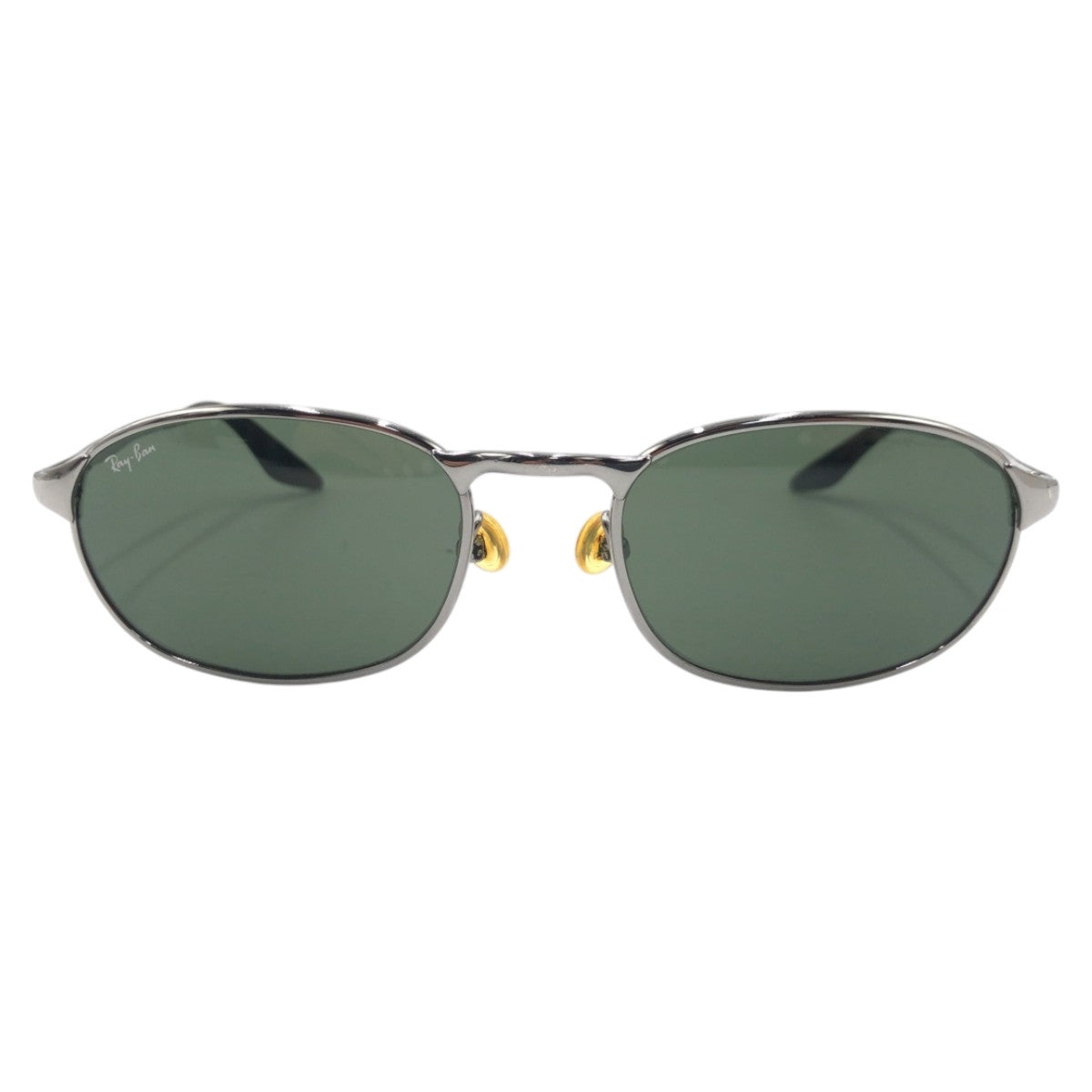 Ray-Ban Vintage Silver Green Metal Round Sunglasses