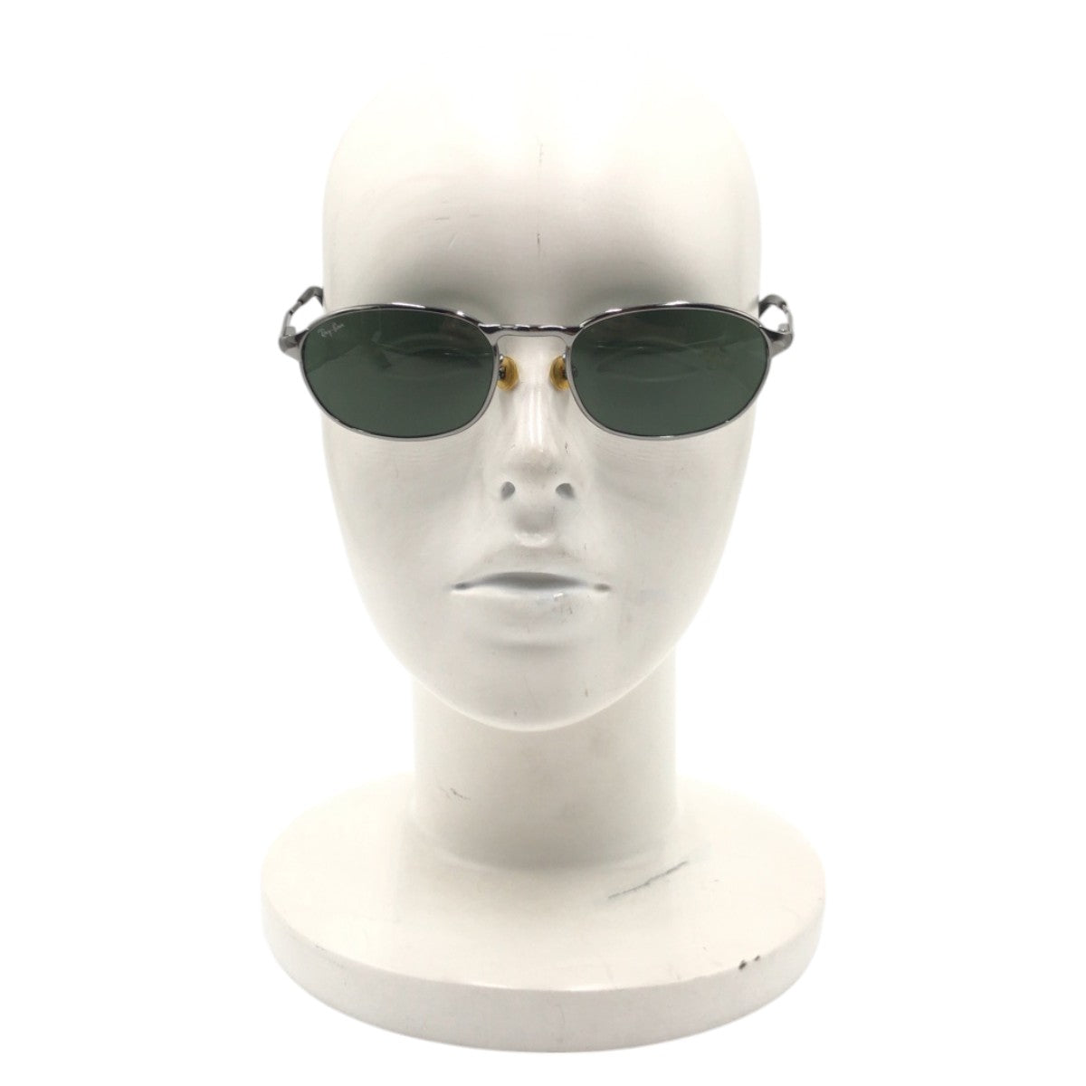 Ray-Ban Vintage Silver Green Metal Round Sunglasses