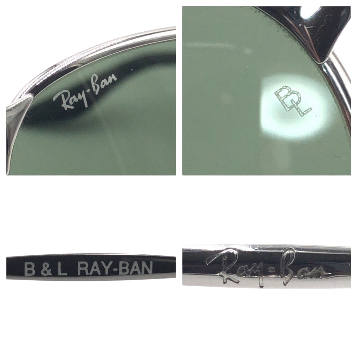 Ray-Ban Vintage Silver Green Metal Round Sunglasses