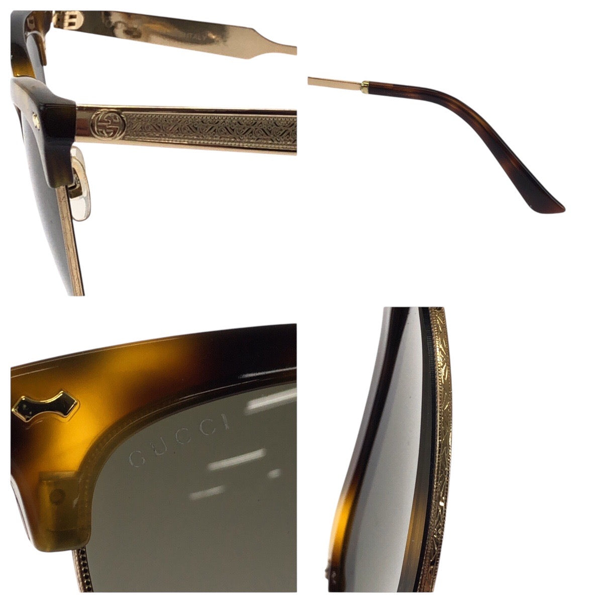 Gucci Amber Brown Yellow Gold Sunglasses GG0055S