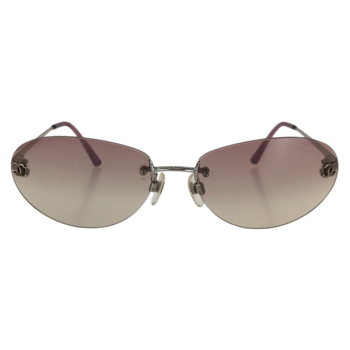 Chanel Metal Oval Sunglasses Purple Silver