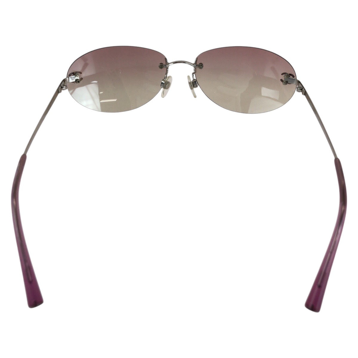 Chanel Metal Oval Sunglasses Purple Silver