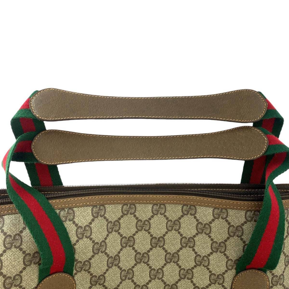 Gucci Vintage GG Supreme Canvas Leather Boston Bag