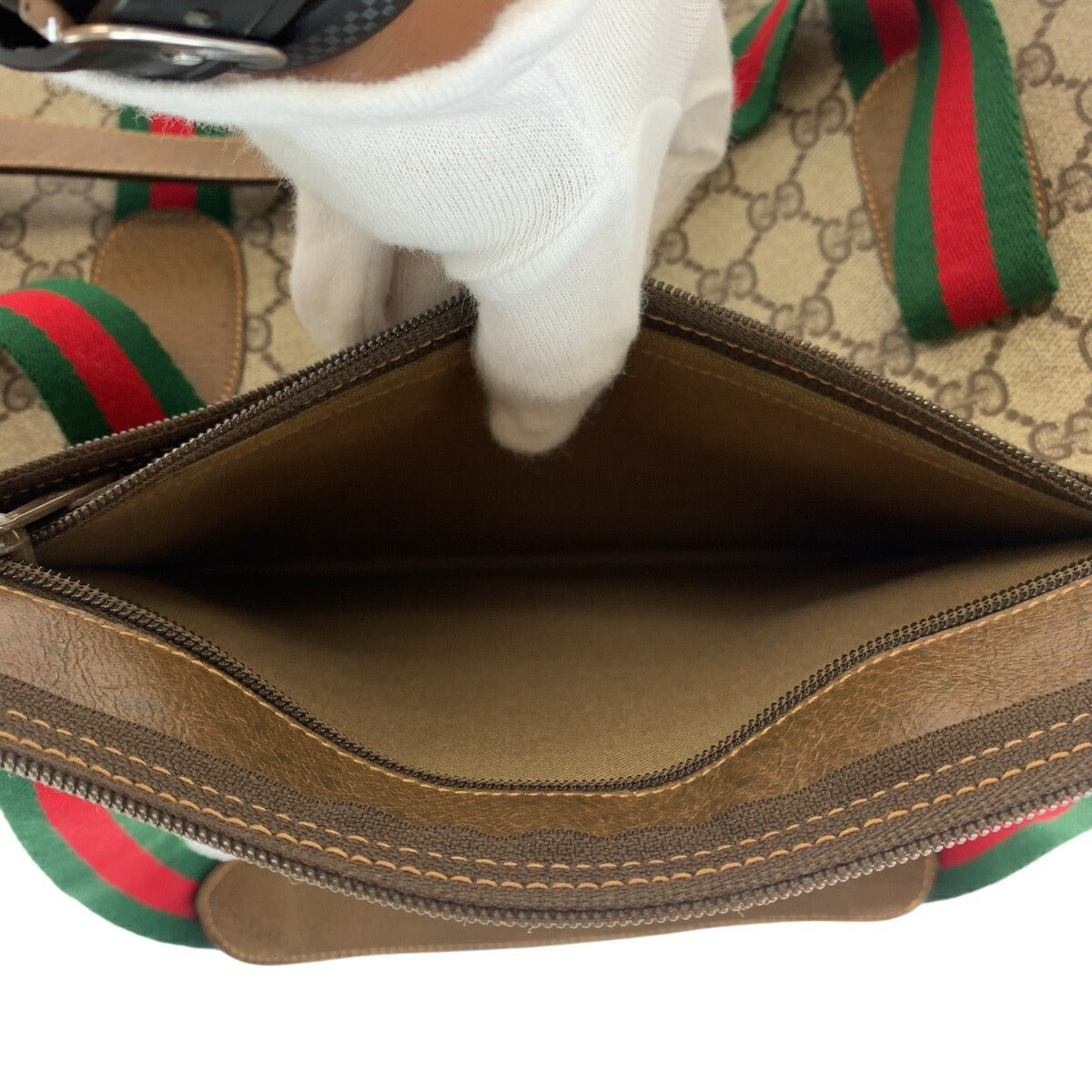 Gucci Vintage GG Supreme Canvas Leather Boston Bag