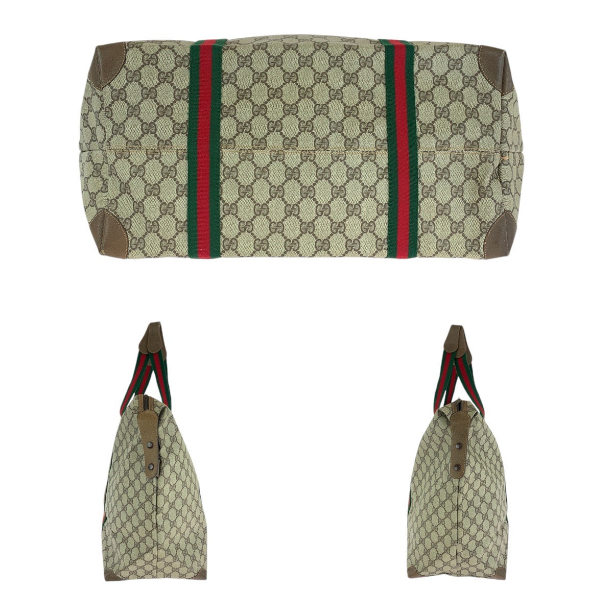 Gucci Vintage GG Supreme Canvas Leather Boston Bag