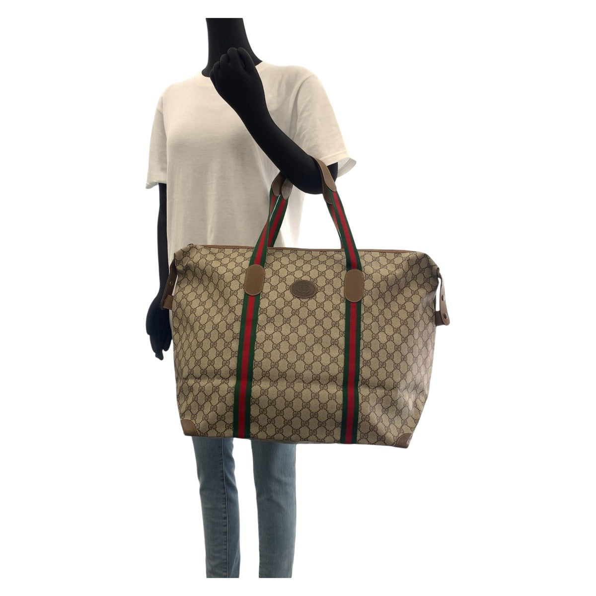 Gucci Vintage GG Supreme Canvas Leather Boston Bag