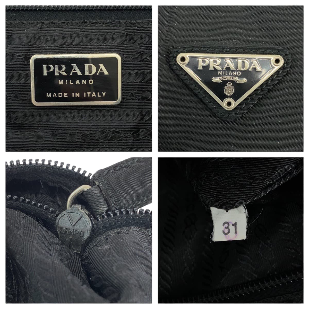 Prada Nylon Tessuto Logo Plate Handbag