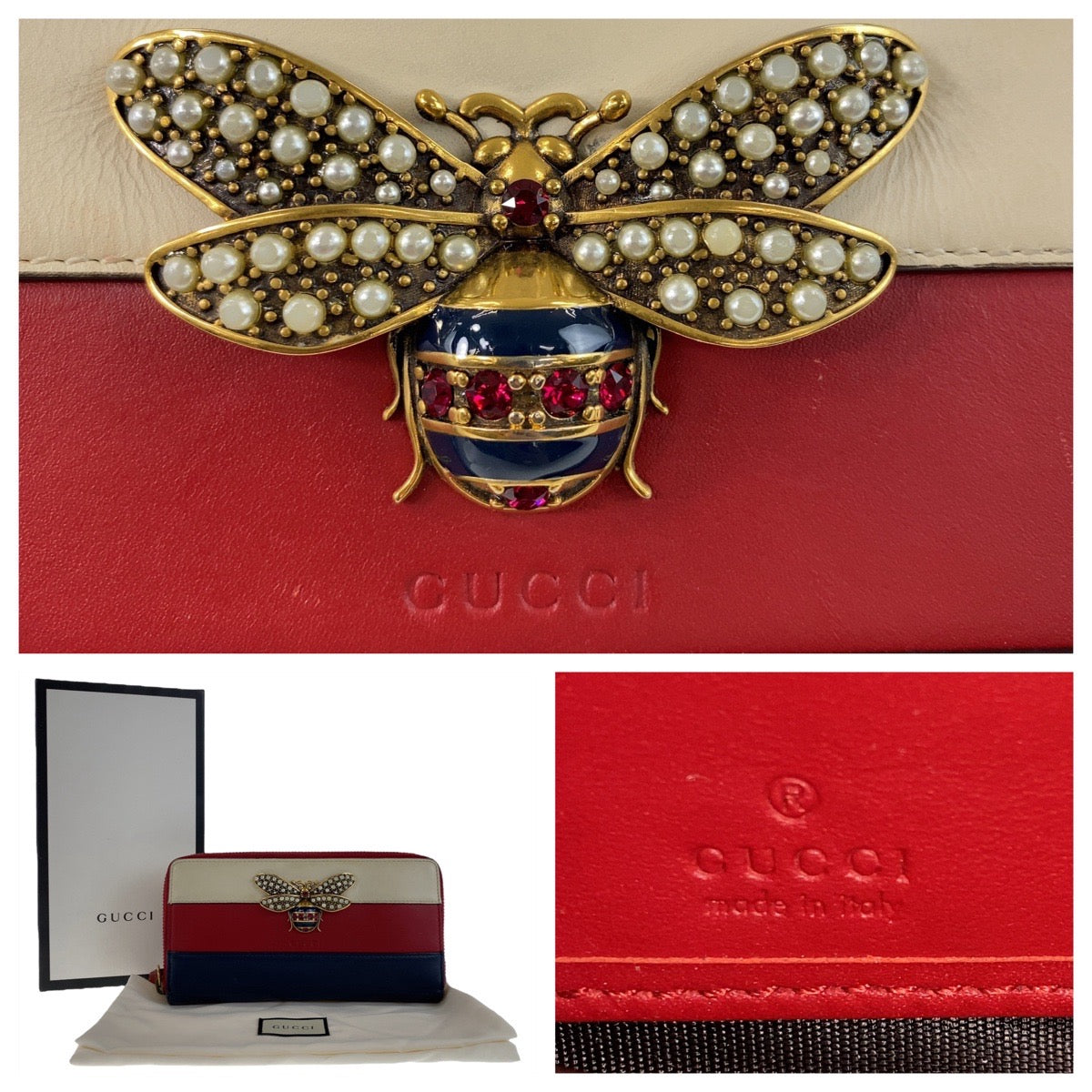 Gucci Queen Margaret Red Leather Long Wallet