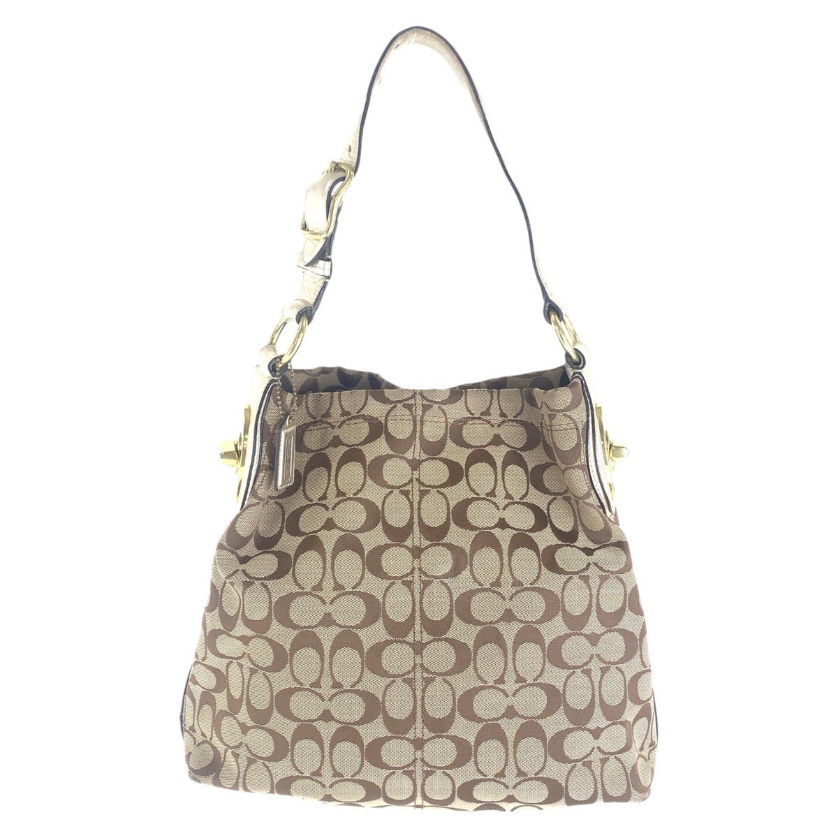 Coach Beige Gold Canvas Shoulder Bag