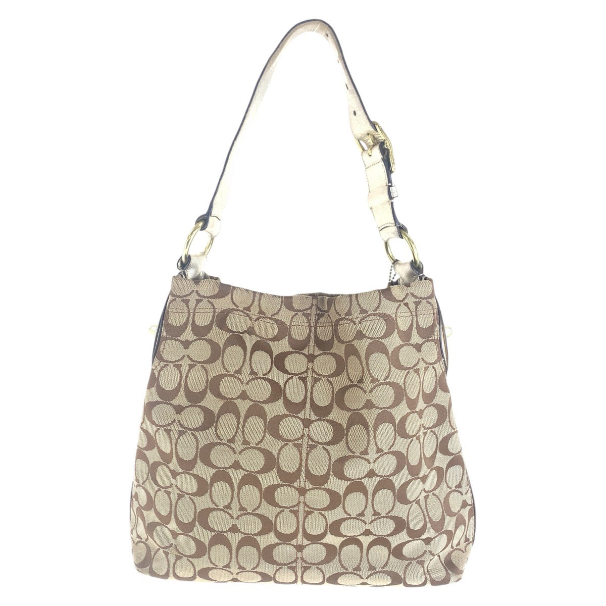 Coach Beige Gold Canvas Shoulder Bag