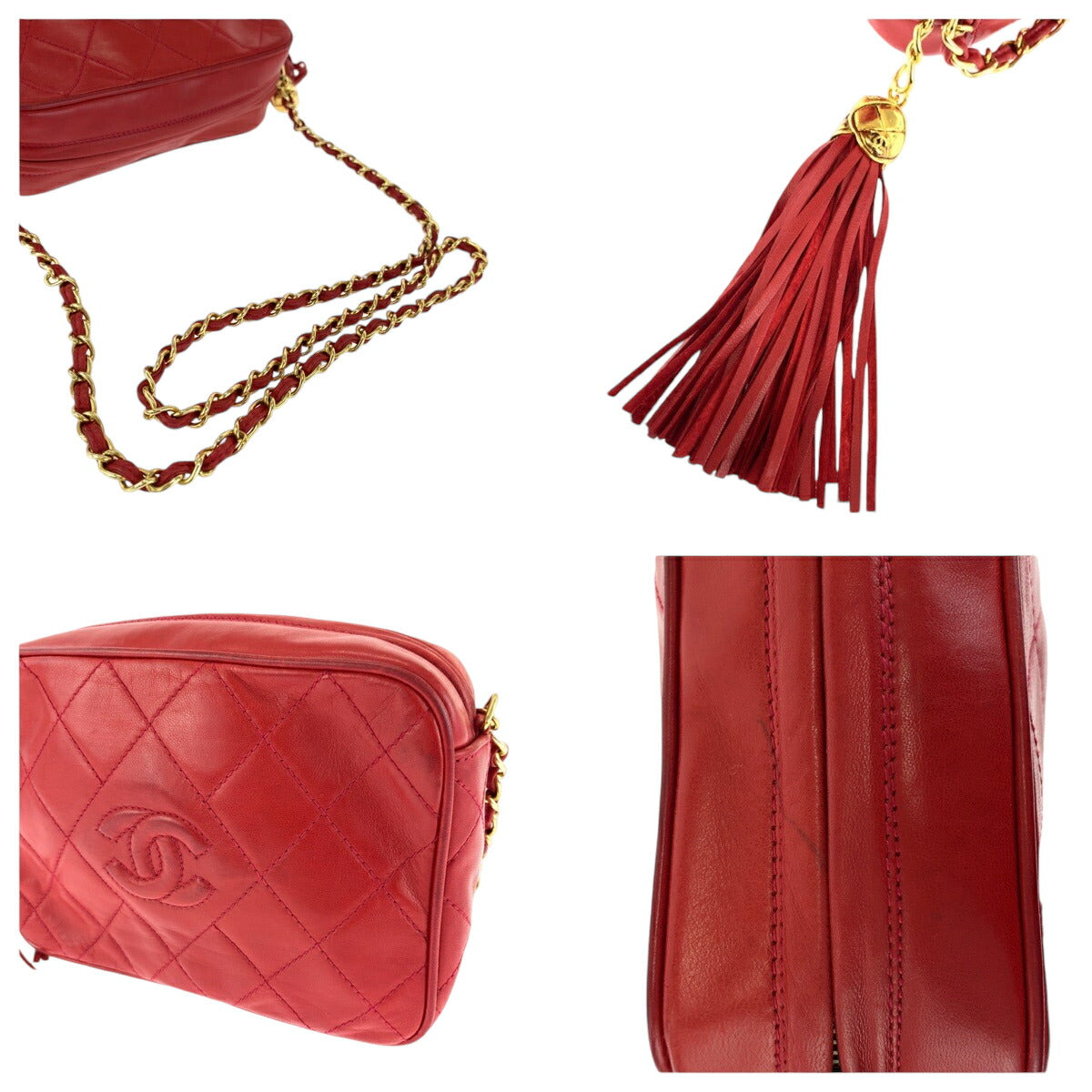 Chanel Vintage Lambskin Matelasse Fringe Tassel Bag