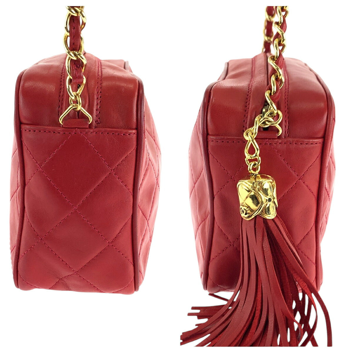 Chanel Vintage Lambskin Matelasse Fringe Tassel Bag