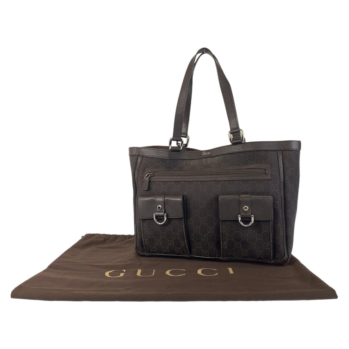 Gucci Abbey GG Canvas Leather Tote Bag