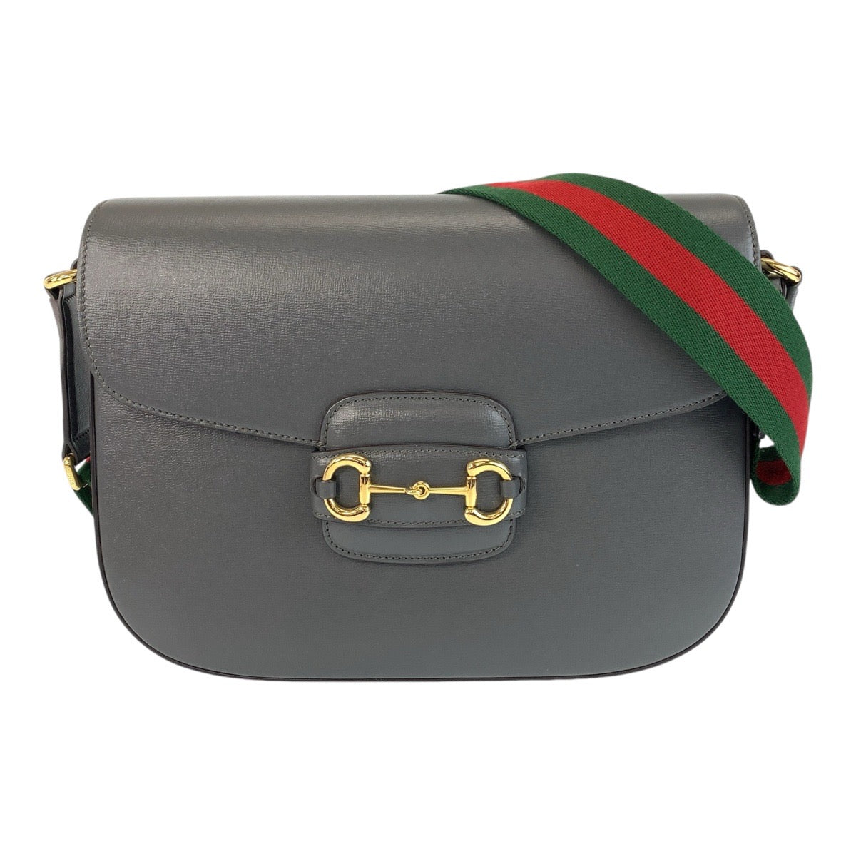 Gucci Leather Horsebit Crossbody Bag Gray