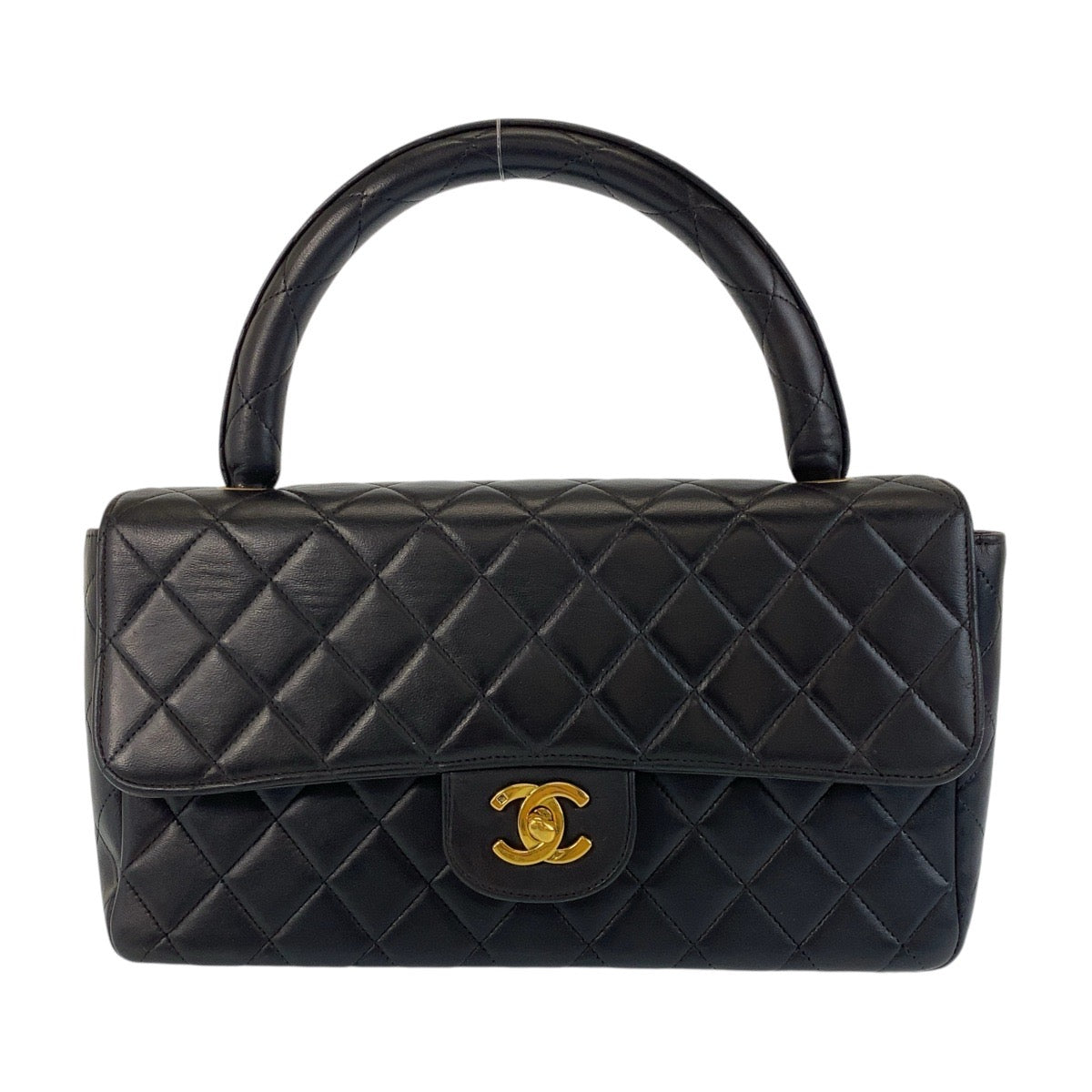 Chanel Lambskin Matelasse Handbag Black Gold