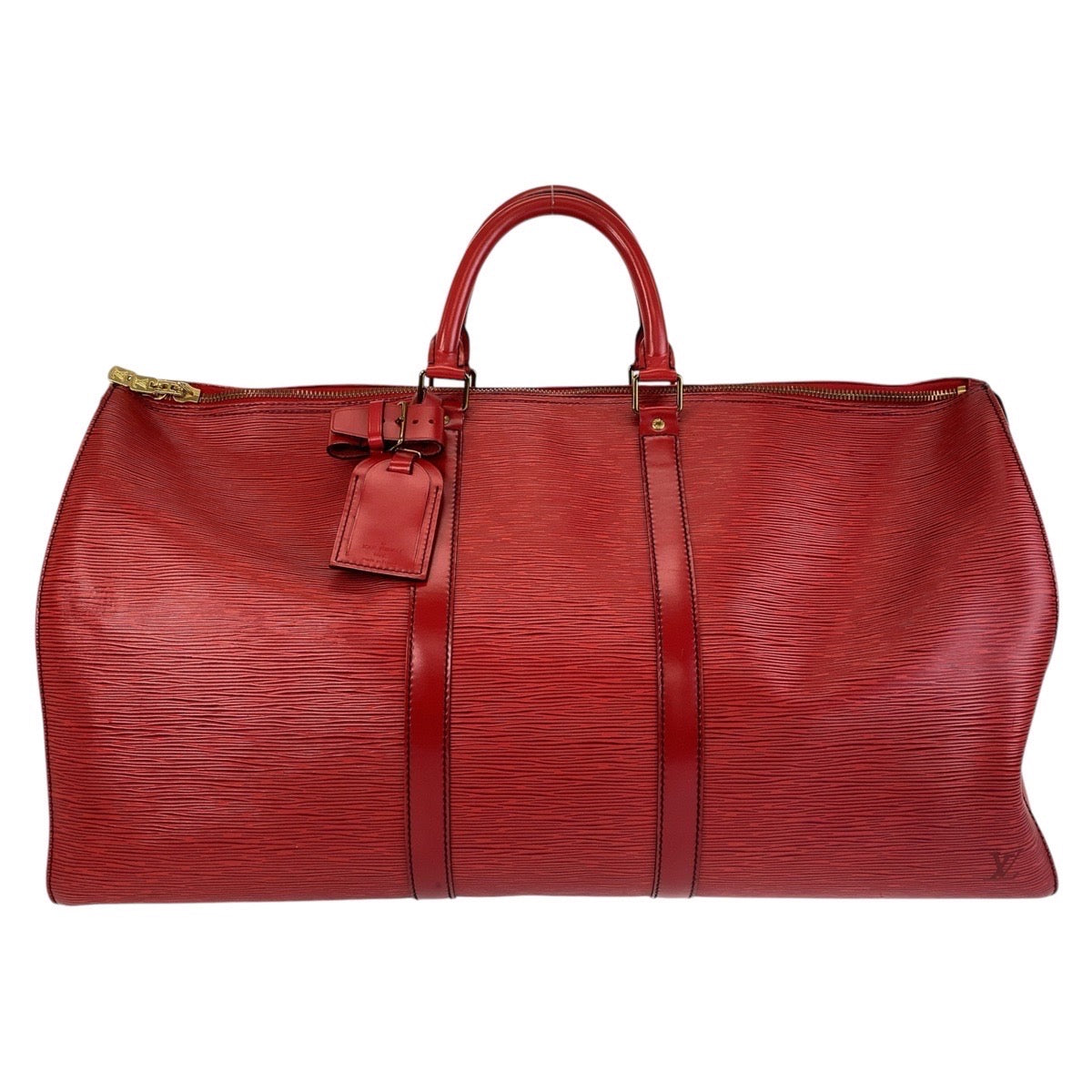 Louis Vuitton Epi Keepall 55 Castilian Red Leather Bag