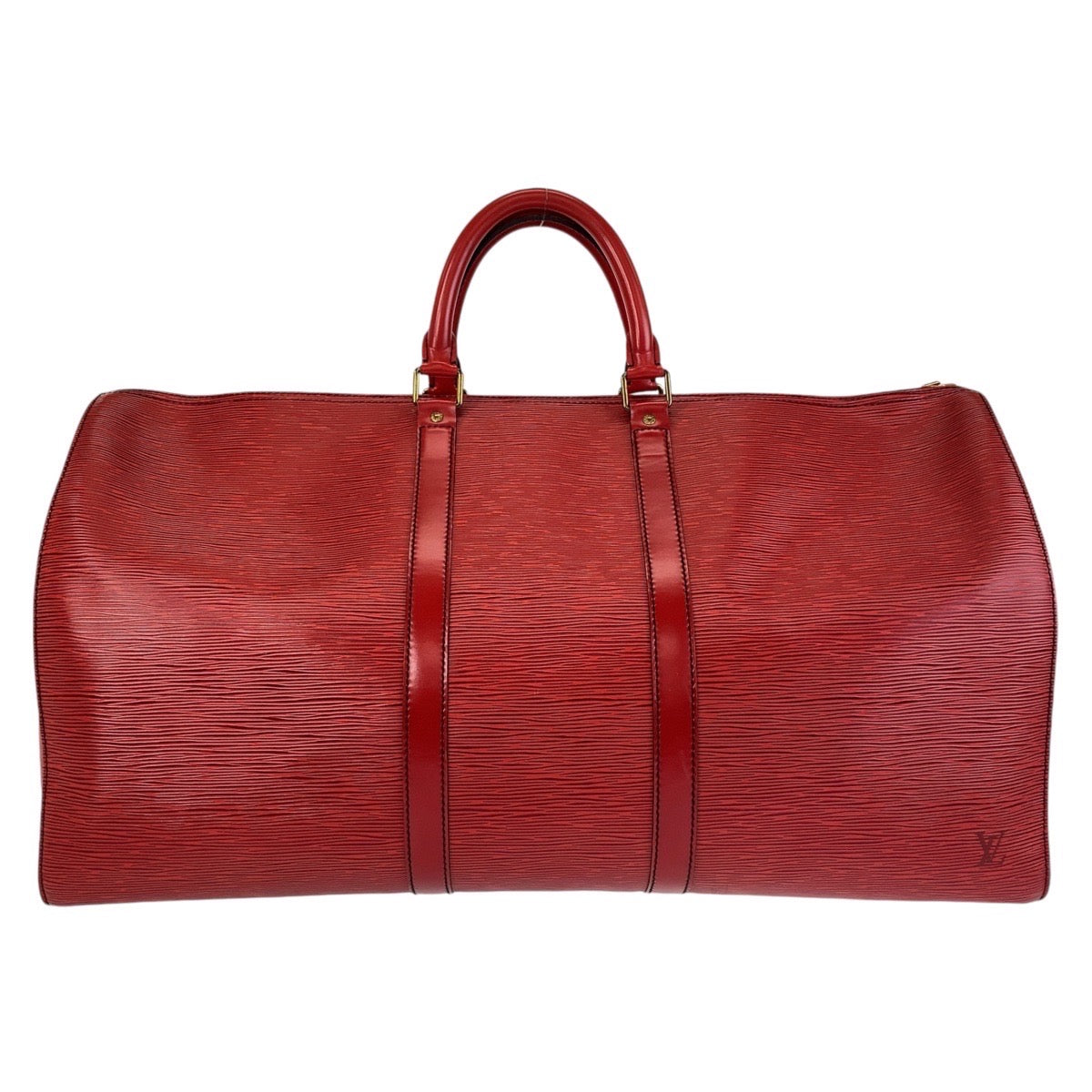 Louis Vuitton Epi Keepall 55 Castilian Red Leather Bag