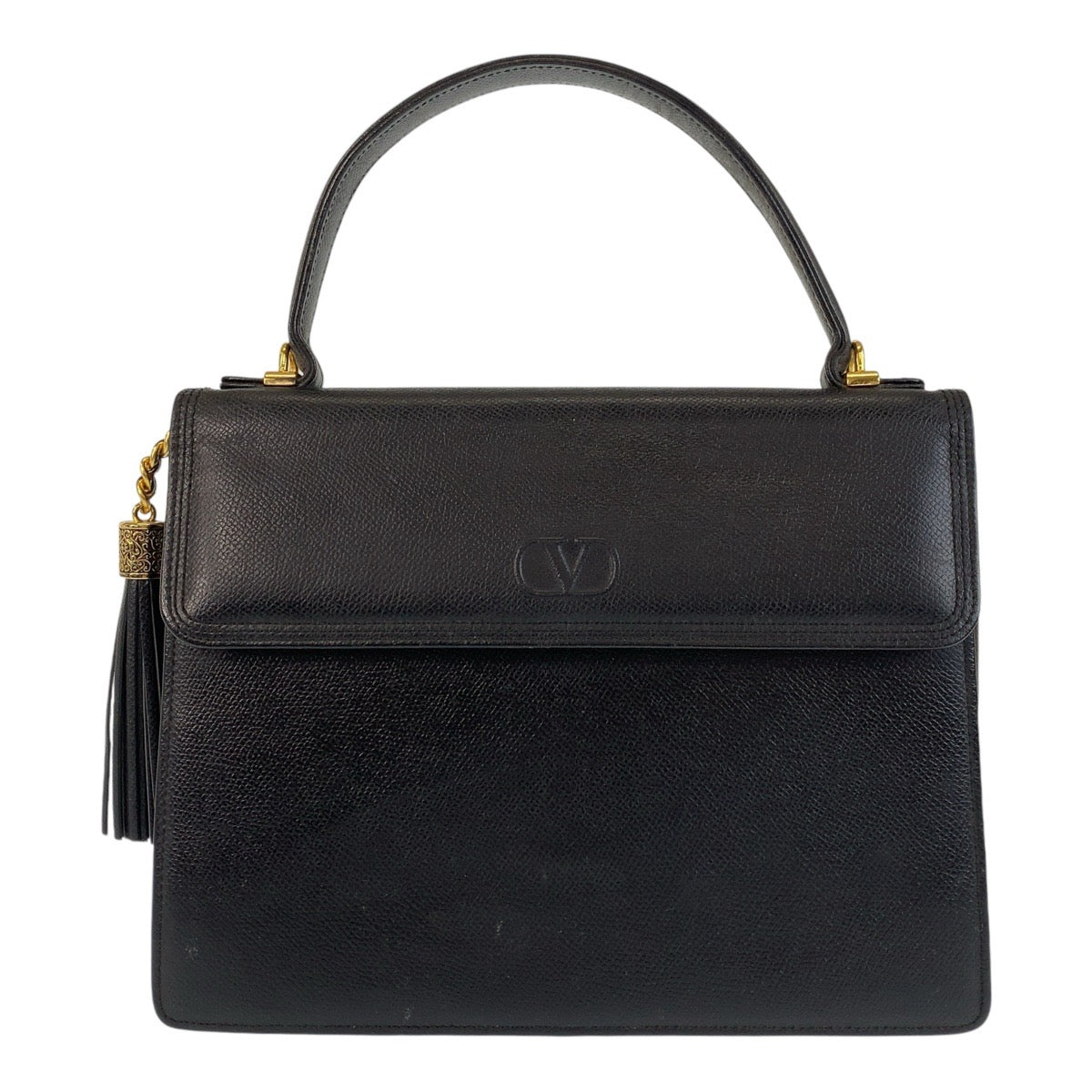 Valentino Leather Handbag Black Gold