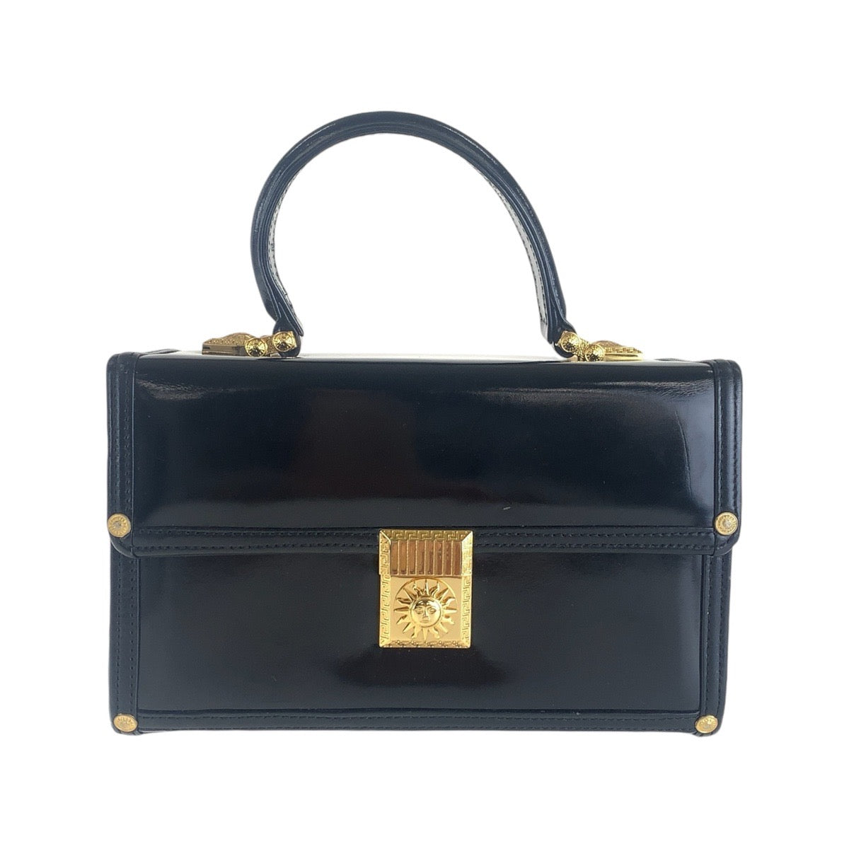 Versace Vintage Black Enamel Vanity Handbag