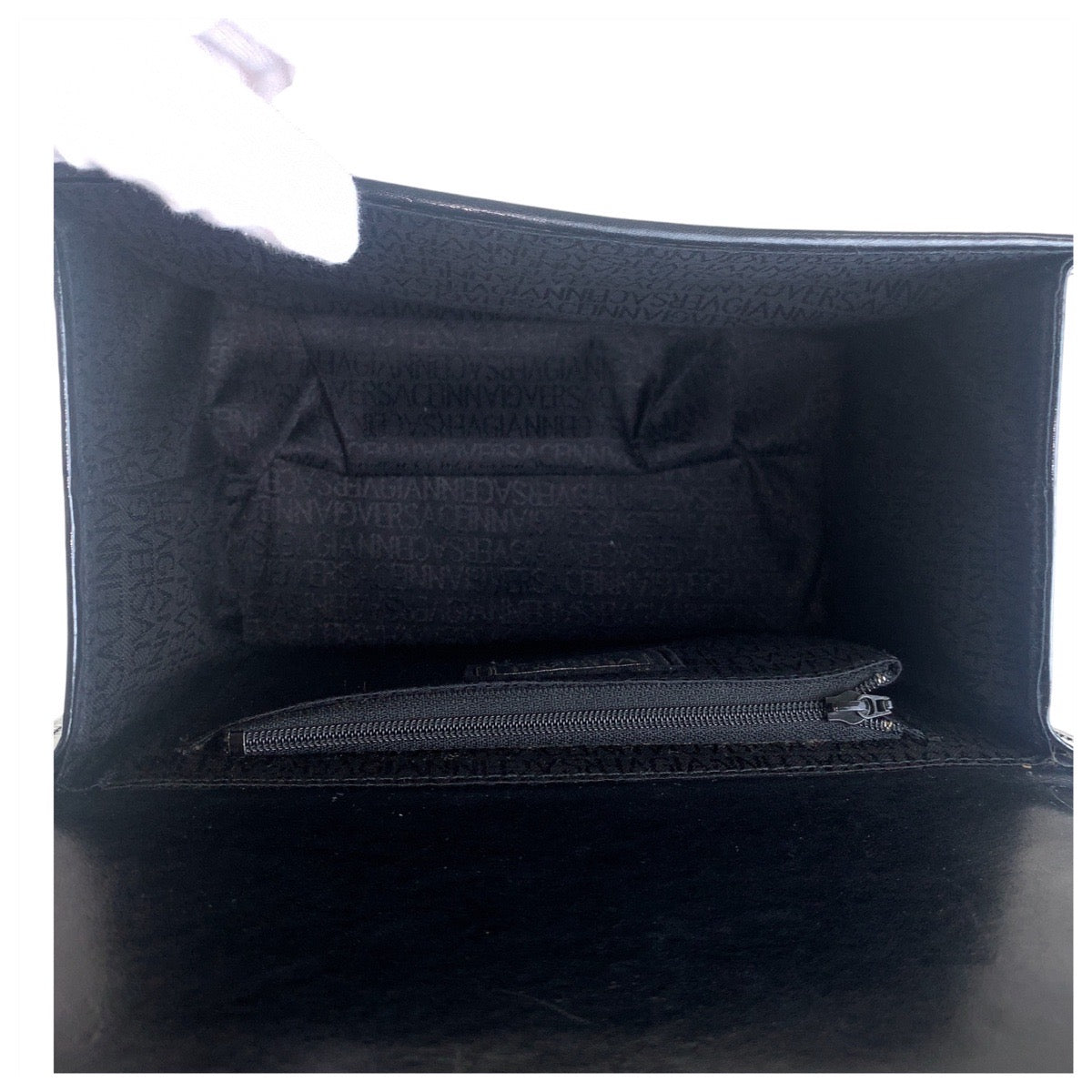 Versace Vintage Black Enamel Vanity Handbag