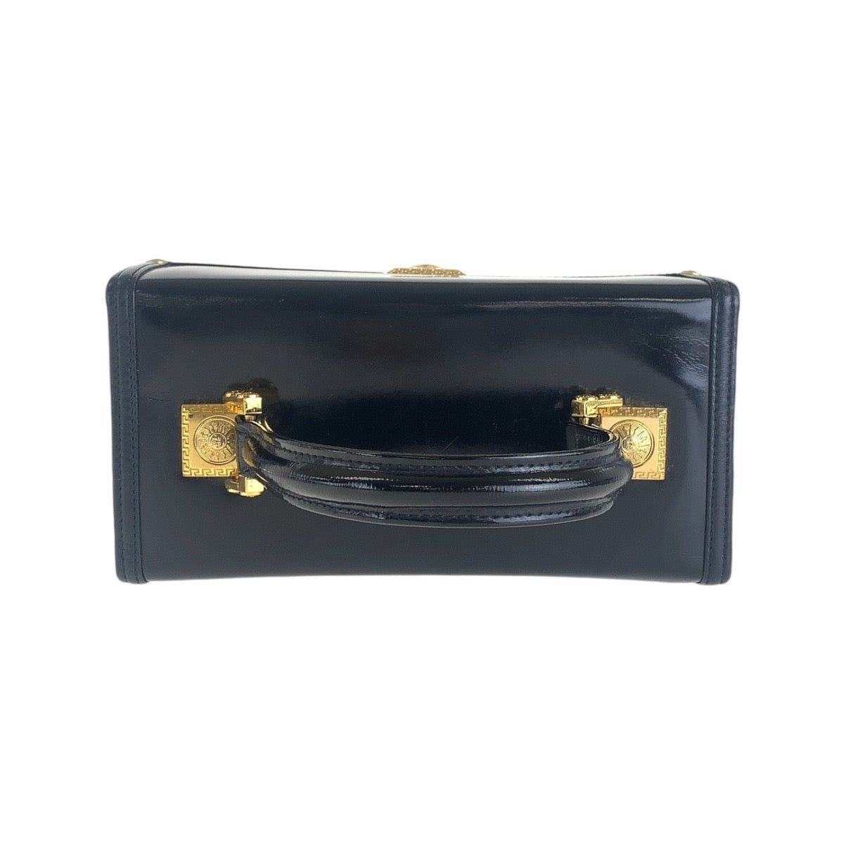 Versace Vintage Black Enamel Vanity Handbag